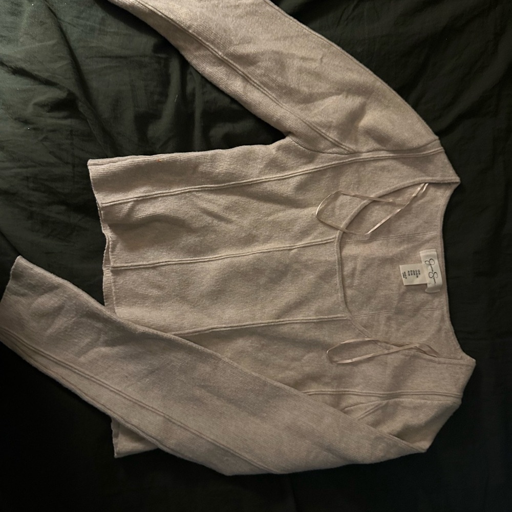 Cropped Faux Corset Style Sweater